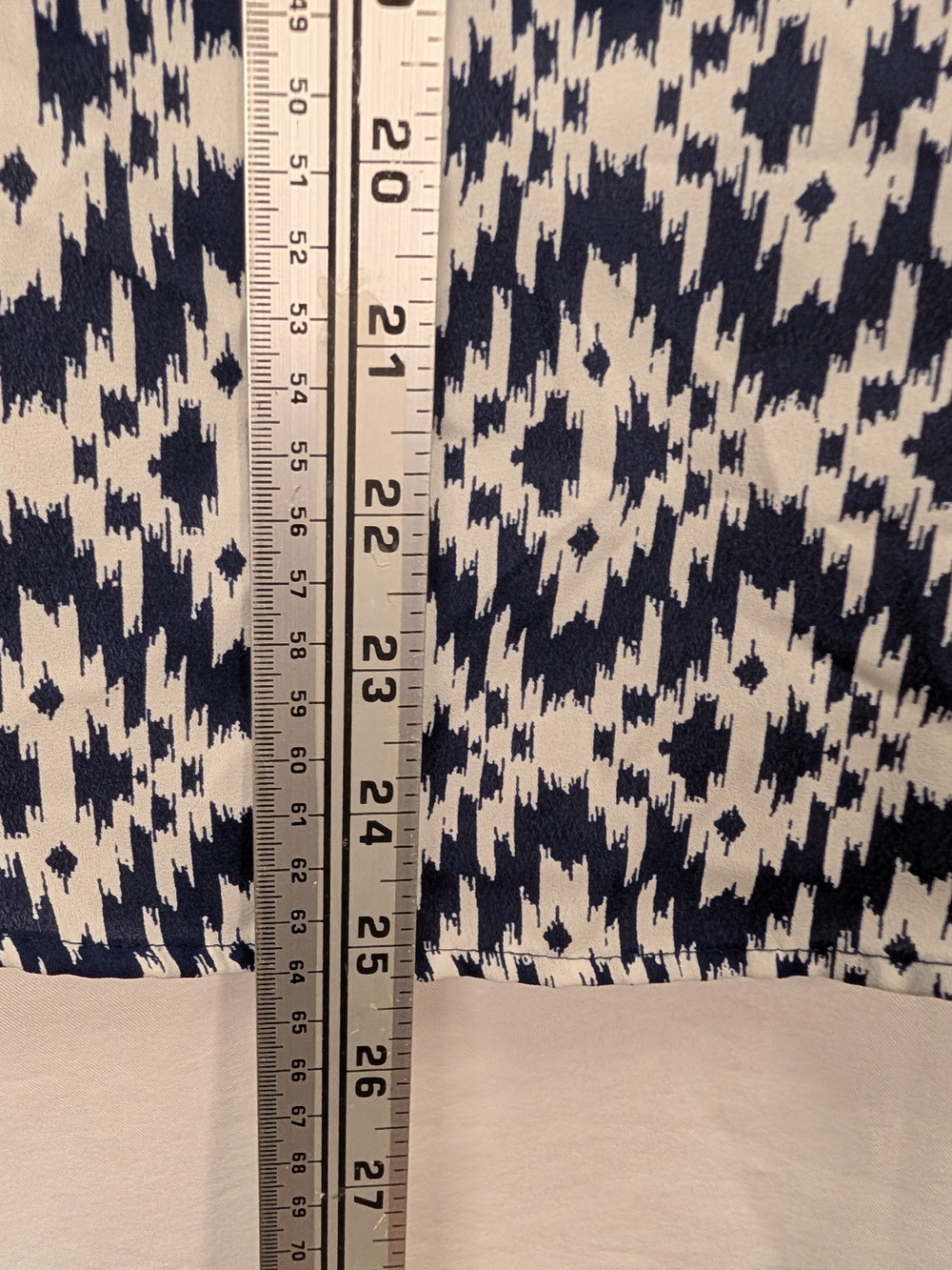 Pink Rose Navy and White Patterned Blouse